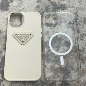 Prada Beige and Clear iPhone Case Set